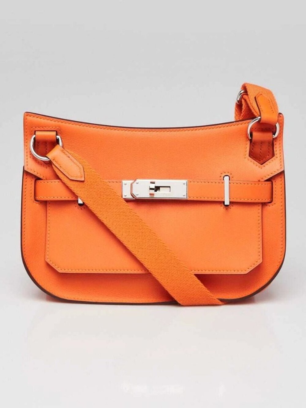 Hermes Orange Feu Swift Leather Palladium Plated Mini Jypsiere Bag - Picture 2 of 9
